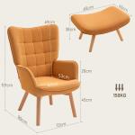 Fåtölj Öronlappsfåtölj med Pall Brun av Manchesterlook och Trä för Vardagsrum Loungestol med Hög Rygg