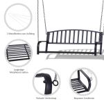 Hängande Trädgårdsbänk Metall 2-Sits Gungbänk för Avkoppling Väderbeständig Hängsoffa för Veranda och Uteplats Svart 127 X 60 X 53 Cm