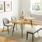 Utdragbart Matbord för 6-8 Personer, Köksbord med Massiva Stålben