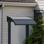 Skydd Ytterdörrstak Välvt Skärmtak Svart av Aluminium och Polykarbonat för Balkong Solskydd och Regnskydd 100 x 75 cm
