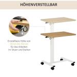 Höj- och Sänkbart Laptopbord på Hjul, Mobilt Sidobord för Soffa och Säng, Smidig Arbetsplats för Hemmet, Natur/Vit, 70-110 cm