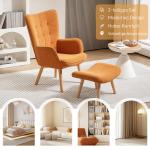 Fåtölj Öronlappsfåtölj med Pall Brun av Manchesterlook och Trä för Vardagsrum Loungestol med Hög Rygg