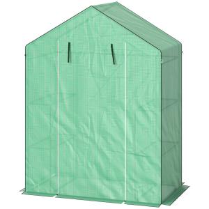 Växthus Tomathus Stålfolieväxthus Grönt av Stål och Plast för Balkong och Trädgård Vintertätt Hus med Hyllor 143 x 74 x 190 cm
