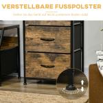 Byrå Förvaringsskåp med 3 Lådor Rustik Brun av Tyg och Stål för Sovrum och Vardagsrum Byrå med Metallram