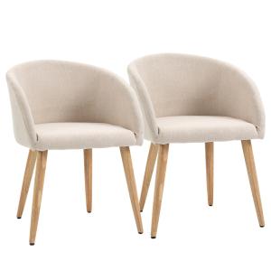 Matsalsstolar 2-pack Prisvärd Beige Tyg för Kök och Matsal i Skandinavisk Design med Ben i Trä Hållbar Modell Upp till 150 kg