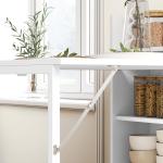 Matbord Hopfällbart med 4 Hyllplan för Små Kök och Matsalar Ergonomisk och Stabil Vit MDF med Anti-kipp Funktion