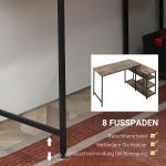 L-Format Hörnskrivbord med Hylla, Rymligt Datorbord med Låda för Hemmakontor, Industriell Design i Trä och Metall, Rustik Brun, 135 x 90 x 79 cm