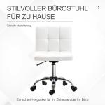 Kontorsstol i Konstläder med Stålram och 5 Hjul, Vadderad, Vit