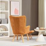 Fåtölj Öronlappsfåtölj med Pall Brun av Manchesterlook och Trä för Vardagsrum Loungestol med Hög Rygg