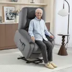 TV-fåtölj med Värme- och Massagefunktion, Fjärrkontroll och Sidoficka, Mörkgrå
