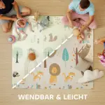 Vikbar Dubbelsidig Babylekmatta och Krypmatta, Flerfärgad, 196x176x1,5 cm