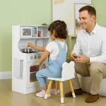 Lekkök med Telefon, Svarta Tavlan, Mikrovågsugn, Spis, Diskbänk och Iskubsmaskin, för 3–8 År, Vit