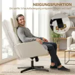 Fåtölj med Fotpall Beige Tyg och Metall för Vardagsrum och Sovrum Bekväm Loungestol med Högt Ryggstöd och Mjuk Stoppning Modern