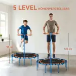 Fitnesstrampolin och Träningstrampolin med Justerbart Handtag för Inomhusbruk Hållbar och Stabil Blå Stål och Plast för Hemmaträning