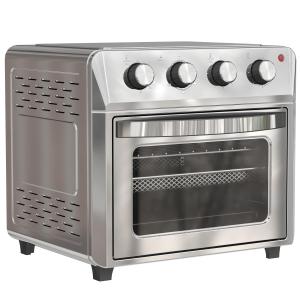 Miniugn Varmluft Robust Silver Rostfritt Stål för Bakning och Grillning 6 Lägen Timer Tillbehör 24 Liter