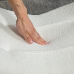 Fotpall med Fleeceöverdrag och Träben för Vardagsrum, Sovrum och Hall, Krämvit