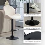 Set med 2 Barstolar med Tygöverdrag, Justerbar Sitshöjd och Stålram, Beige