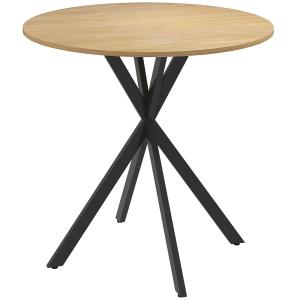 Runt Köksbord 80 cm med Kompakt Bordsskiva i Spånskiva och Metall, Vit Ek+Svart