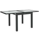Trädgårdsbord Matbord Utdragbart Mörkgrå av Aluminium och Härdat Glas för Trädgård och Uteplats Bord 160 x 80 x 75 cm