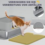 Kattlåda Rostfritt Stål med Matta Grå Metall för Katter Upp till 7 kg Öppen Toalett med Hög Kant och Spade Lättstädad och Hållbar 60 x 40 x 30 cm