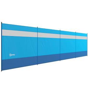 Vindskydd Strandskydd Blå av Tyg och Metall för Strand och Camping 4 Paneler Insynsskydd med Visningsfönster 725 x 140 cm