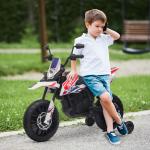 Elmotorcykel Barnmotorcykel 12V Fordon med Musik Vit av Plast och Metall för Barn 3-8 År Motorcykel med Träningshjul Max 6 km/h 30 kg