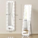 Helkroppsspegel med Belysning Vit Glas för Sovrum Golvspegel med 24 LED-lampor och 3 Ljuslägen 150x40 cm