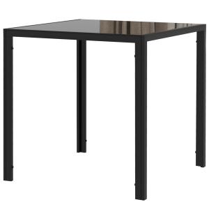 Fyrkantigt Matbord för 4 Personer, Skiva i Härdat Glas, för Kök och Matsal, Svart, 75 x 75 x 75 cm