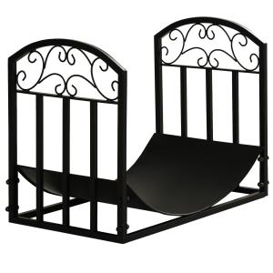 Vedställ i Metall, Rymlig Vedförvaring för Inomhusbruk, Robust Hållare för Öppen Spis, Svart, 60,5 x 36 x 46,5 cm, 60 kg