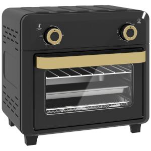 Miniugn Kompakt Svart Metall med Timer och Belysning för Kök Varmluft Temperaturkontroll Enkel Rengöring 10 Liter