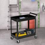 Verkstadsvagn Verktygsvagn med 2 Nivåer Svart av Stål för Garage och Verkstad Transportvagn med Hjul 150 kg 84,5 x 38 x 84 cm
