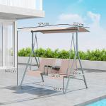 Hammock Trädgårdsgunga 2-Sits med Soltak Beige av Tyg och Metall för Trädgård och Terrass Gunga med Mugghållare 180 kg 175 x 112 x 165 cm
