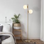 Golvlampa 2-Delad med Glasskärm Stål och Glas Modern Design för Vardagsrummet Guld och Vit 165 Cm