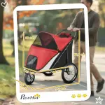 Hundvagn Dog Buggy, Hopfällbar med Liggdyna och Stålram, Röd/Svart