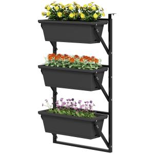 Set Med 3 Blomkrukor Med Hål, 56X42 Cm Växtkrukor, Fyrkantiga Växtkrukor, Plastblomkrukor För Tomater Och Blommor, Växtkruka För Trädgårdsbalkong, Mörkgrå