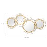 Spegelset Väggspeglar Guld av Glas och Metall för Vardagsrum och Hall Väggdekoration med 4 Runda Speglar Elegant Design