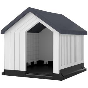 Hundhus Hundkoja Grå av Gran för Mini och Småhundar Väderbeständigt Smådjurshus med Asfalttak och Fönster 62 x 61 x 60 cm