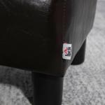 Fotpall Ottoman Kaffebrun av Konstläder och Trä för Vardagsrum Rektangulärt Fotstöd Lastkapacitet upp till 100 kg Bekväm