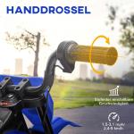 Elmotorcykel Barnmotorcykel Blå av Plast och Metall för Barn 3-6 År 12V Fordon med Musik och Träningshjul 30 kg