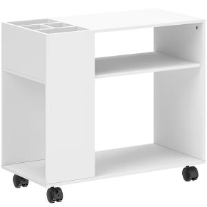 Skrivbord med Hylla Vit Spånskiva för Arkivering och Kontor med Fack Rullbar Förvaring Modern 70x34x60 cm