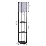 Golvlampa med Hyllor, Trä, 26 x 26 x 160 cm, för Vardagsrum och Sovrum (utan Glödlampa)