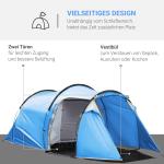 Tunneltält Campingtält Ljusblå av Glasfiber och Polyester för Utomhusäventyr 2-3 Personer med Pinnar Vattentät 426 x 206 x 154 cm