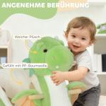 Gungdjur Dinosaurie Rolig Grön Plysch för Barnrum med Ljud och Mjuk Fyllning Träram Säker Lek 65x38x72 cm