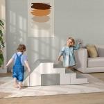 Barnhylla Leksaksförvaring Ljusgrå av MDF för Barnrum 4-Vånings Hylla med 2 Förvaringslådor 67 x 29 x 98 cm