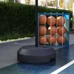 Basketkorg Basketstativ Svart Röd av Metall och Plast för Inomhus och Utomhusbruk Höjdjusterbar med Stativ 129-179 cm