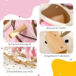 Gunghäst med Sadel, Stigbyglar, Ljudeffekter och Musik, Plysch, Metallram, upp till 30 kg, Rosa