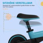Balanscykel Barncykel Blå av Metall och Plast för Barn 1,5-3 År Höj och Sänkbar Sits Utan Pedal Perfekt för Första Körförsök