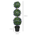 Konstgjord Växt Lavendelträd Set med 2 Krukväxter Lila Grön av Plast för Vardagsrum och Trädgård UV-Beständiga Blommor Höjd 110 cm