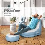 Uppblåsbar Soffa Luftsoffa Vit av PVC för Camping och Hem med Fotpall och Mugghållare Bekväm 125 x 100 x 87 cm