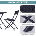 Bistroset Sittgrupp Svart Polyrattan och Metall för Balkonger och Terrasser Trädgårdsmöbler för 2 Personer Väderbeständig